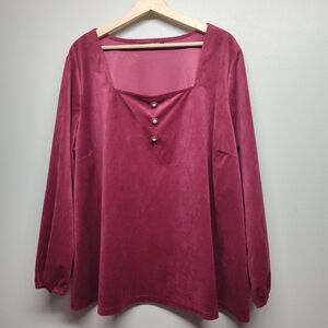 Bloomchic Velvet Tunic Top Women Plus Size 18-20 Red Long Sleeve Regencycore